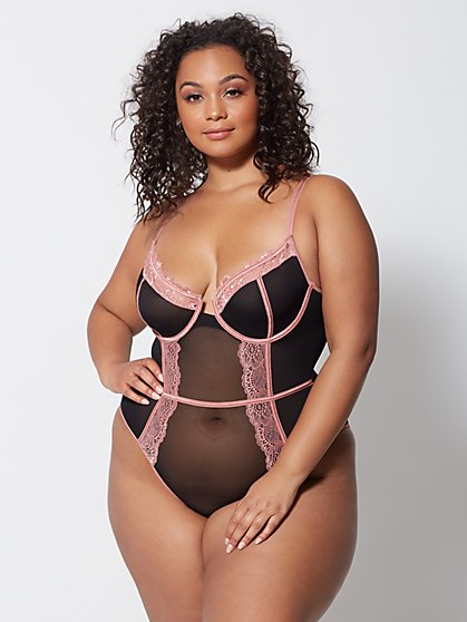 Plus Size Gia Lace Bustier Lingerie Bodysuit - Fashion To Figure