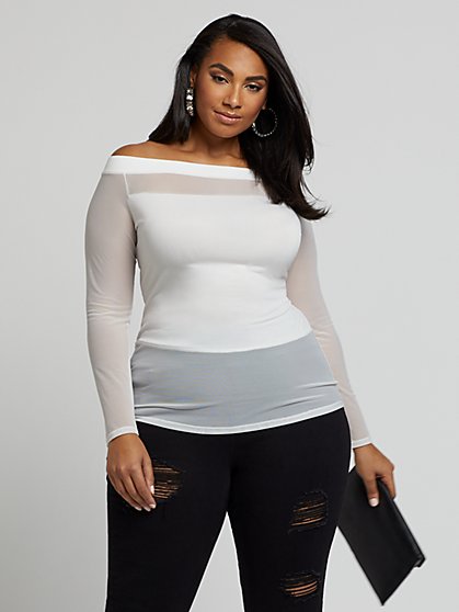 plus size white off the shoulder top