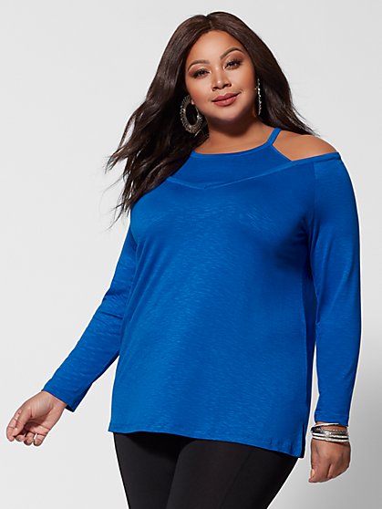 Plus Size Ginger Cold-Shoulder Top - Fashion To Figure