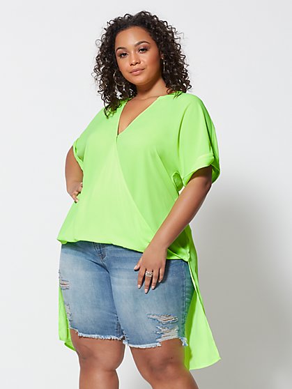 Plus Size Giovanna Drape Hi-Lo Blouse - Fashion To Figure