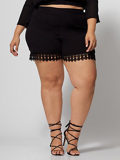 Plus Size Gisela Lace Detail Shorts - Fashion To Figure