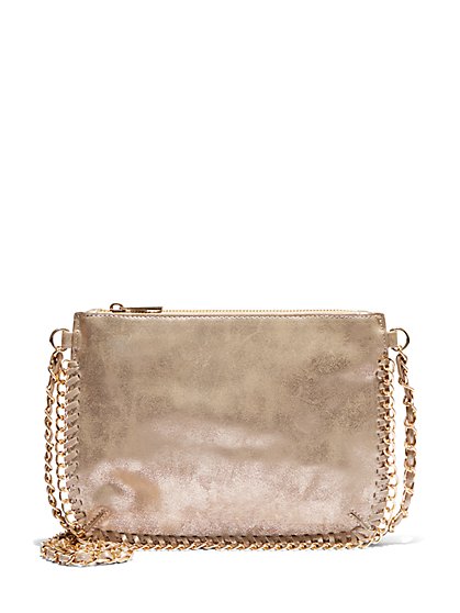 Plus Size Gold Metal Chain Crossbody Bag - Fashion To Figure