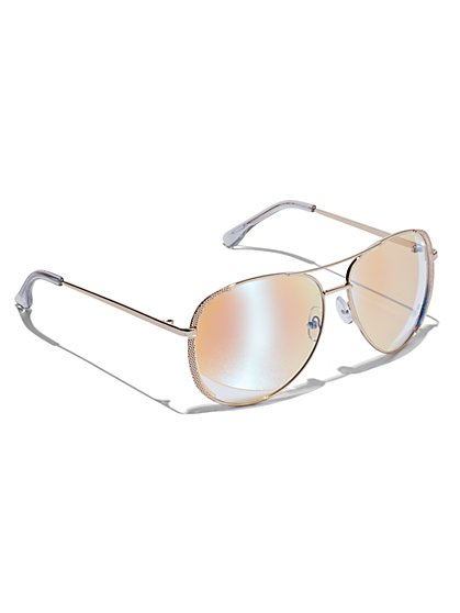 Plus Size Gold-Tone Aviator Sunglasses - Fashion To Figure