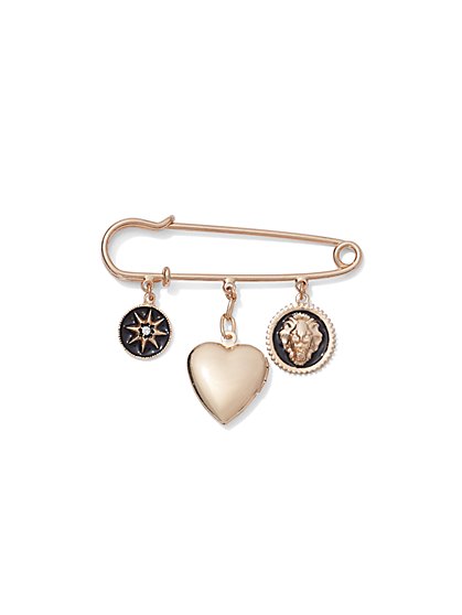 Plus Size Gold-Tone Charm Pin - Fashion To Figure