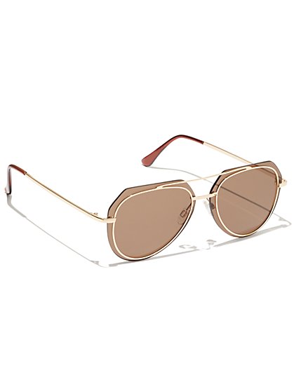 Plus Size Gold-Tone Frame Aviator Sunglasses - Fashion To Figure