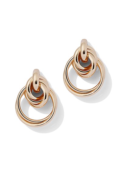 Plus Size Gold-Tone Interlocking Hoop Earring - Fashion To Figure