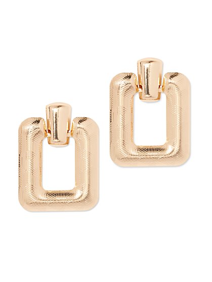 Plus Size Gold-Tone Square Dangle Earring - Fashion To Figure