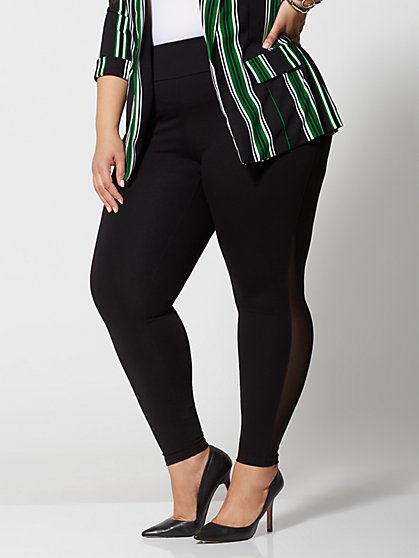 Plus Size Good Form Mesh-Side Ponte Pants - Fashion To Figure