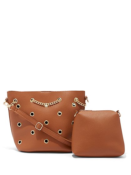 Plus Size Grommet Detail Bucket Bag - Fashion To Figure