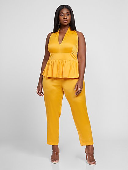 plus size yellow jumpsuit