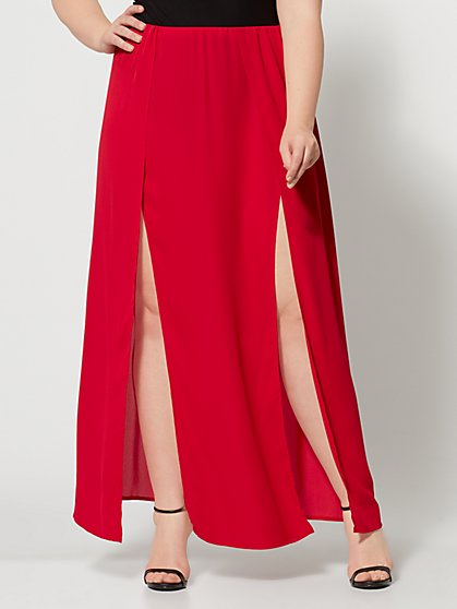 plus size double slit maxi skirt