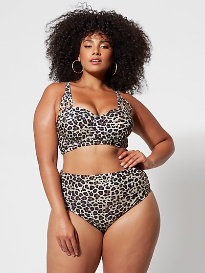 Plus Size Hayley Leopard Print Bikini Top - Fashion To Figure