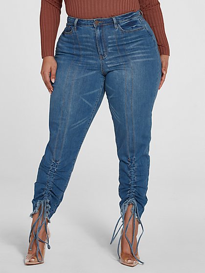 Plus Size High Rise Front Drawstring Jogger Style Jeans - Fashion To Figure