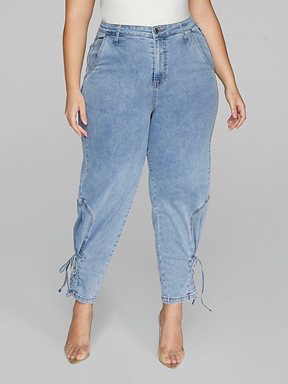 Plus Size High Rise Lace-Up Ankle Jeans - Fashion To Figure