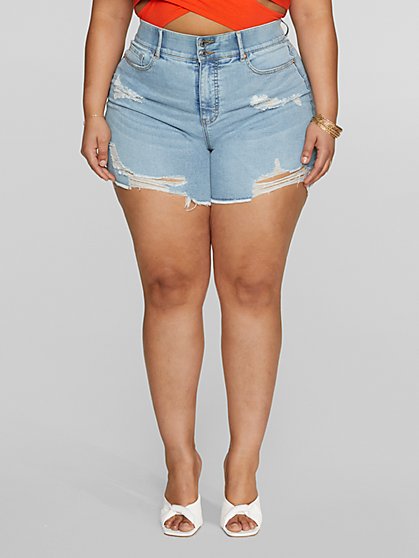 Plus Size High Rise Light Wash Curvy Fit Shorts - Fashion To Figure