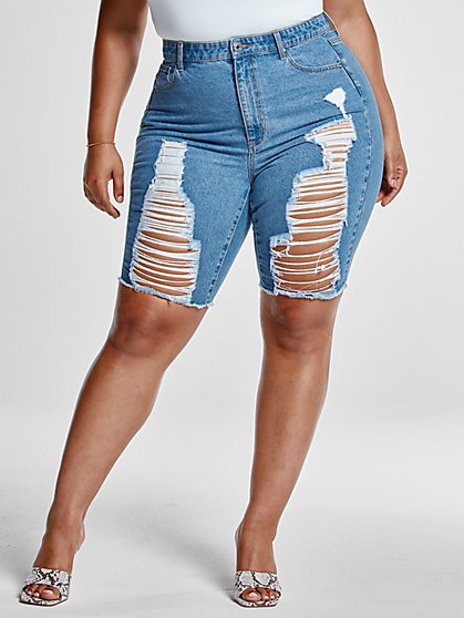 cut up plus size shorts