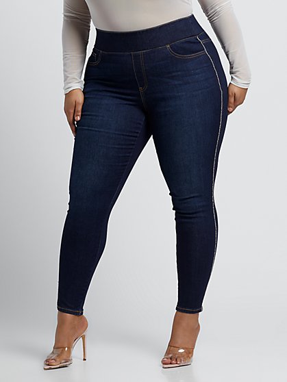 blue jean leggings plus size