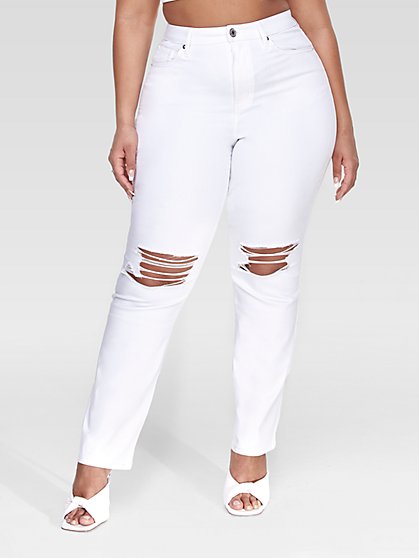 Plus Size High Rise Slim Fit Straight Leg Jeans - Fashion To Figure