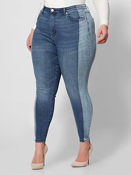 Plus Size High-Rise Two Tone Skinny Jeans - Fashion To Figure