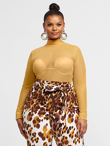 Plus Size Hollyn Mock Neck Mesh Top - Fashion To Figure