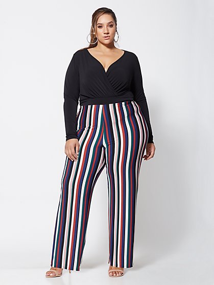 Plus Size Honey Striped Jumpsuit - Fashion To Figure
