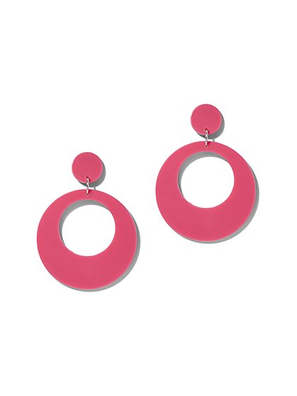 Plus Size Hot Pink Double Circle Earring - Fashion To Figure