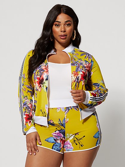 Plus Size Ilanna Floral Track Bomber - Fashion To Figure