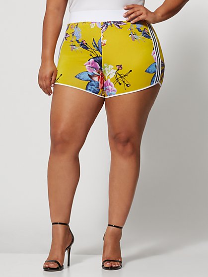 Plus Size Ilanna Floral Track Shorts - Fashion To Figure