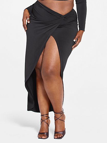 Plus Size Illiana Front Slit Maxi Skirt - Fashion To Figure