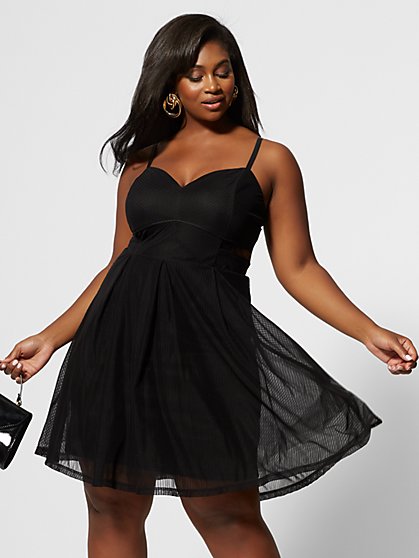 Plus Size Indira Mesh Detail Flare Dress - Fashion To Figure