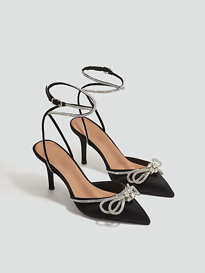 Plus Size Isabella Rhinestone Bow Detail Heels - Fashion To Figure