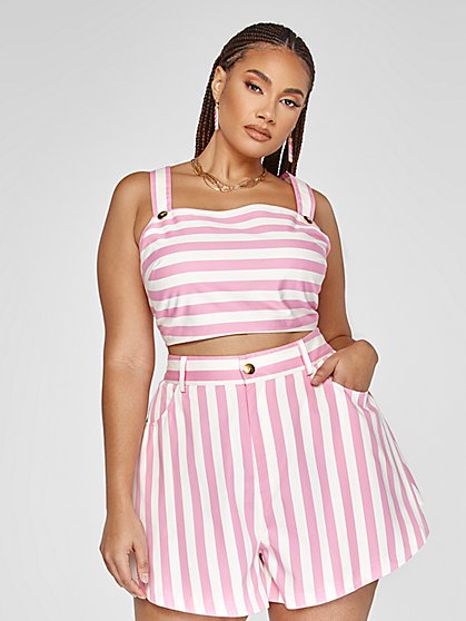 Plus Size Jamila Stripe Linen Tank Top - Garnerstyle x FTF - Fashion To Figure