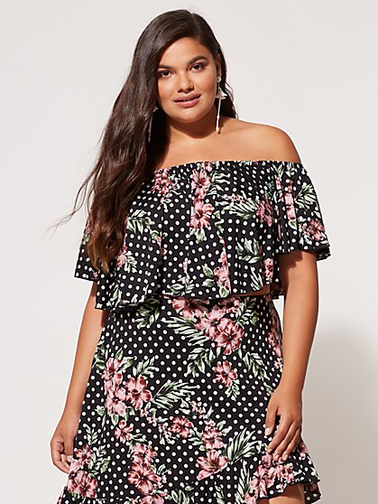 Plus Size Janelle Flounce Crop Top - Fashion To Figure