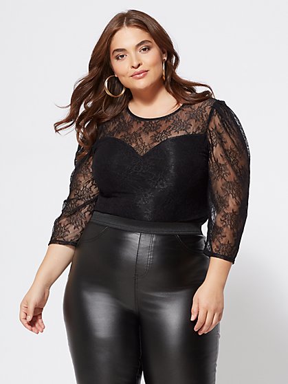 Plus Size Jasmine Lace Bodysuit - Fashion To Figure