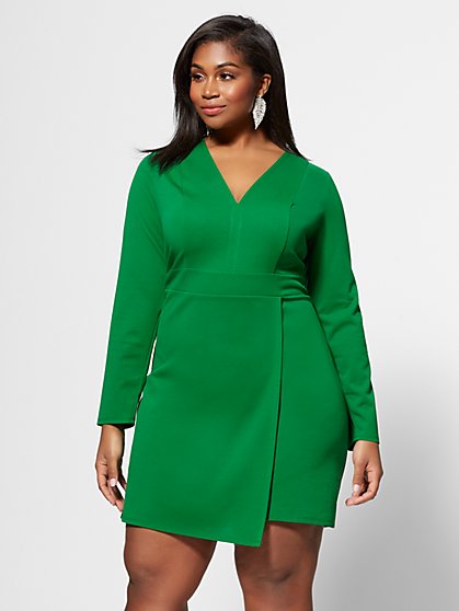 Plus Size Jayda Faux-Wrap Dress - Fashion To Figure