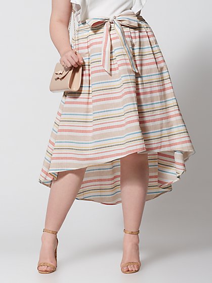 Plus Size Jennie Hi-Lo Stripe Bow Skirt - Fashion To Figure