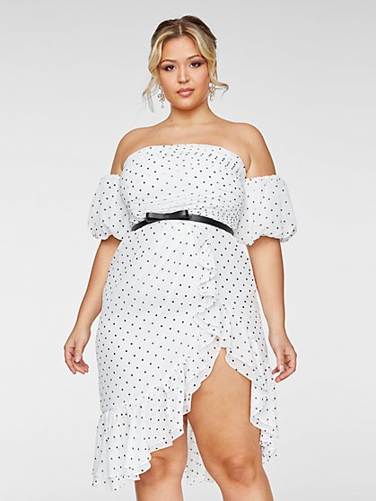 Plus Size Jessa Dot Print Ruffle Dress - Fashion To Figure