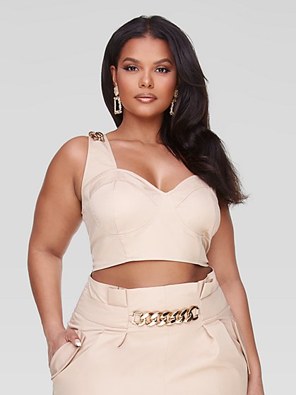 Plus Size Jessica Chain Detail Crop Top - Fashion To Figure