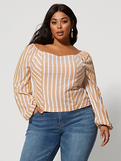 Plus Size Jocelyn Striped Princess Seam Top - Fashion To Figure