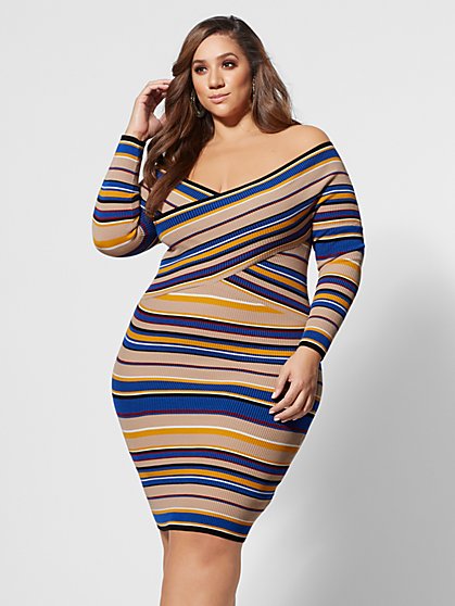 plus size off the shoulder sweater dress