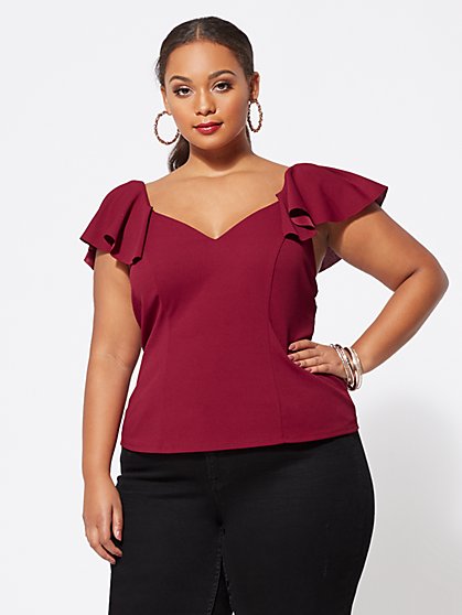 Plus Size Jordyn Flutter-Sleeve Top - Fashion To Figure