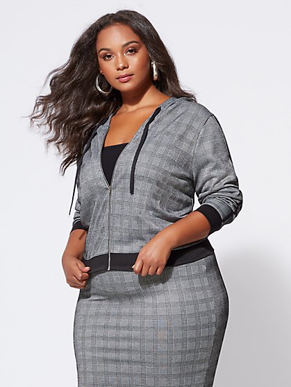 Plus Size Josie Plaid Hooded Jacket - Fashion To Figure