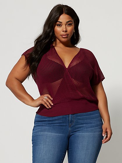 Plus Size Journie Faux-Wrap Sweater - Fashion To Figure