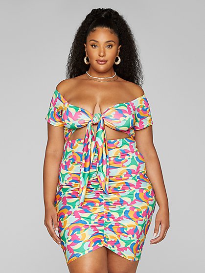 Plus Size Juanita Tie Front Ruched Dress - Fashion To Figure