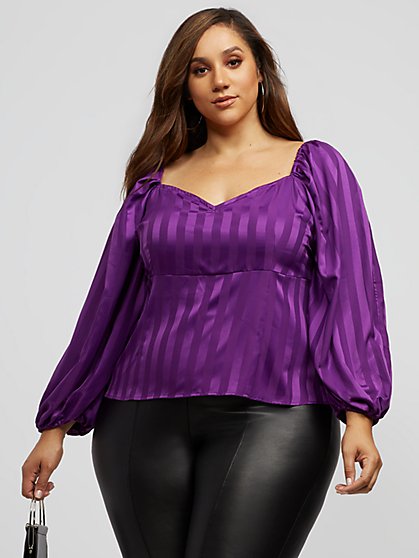 Plus Size Julietta Puff Sleeve Sweetheart Top - Fashion To Figure