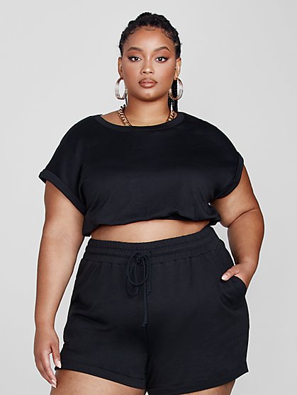 Plus Size Juliette Cropped French Terry Tee - Fashion To Figure