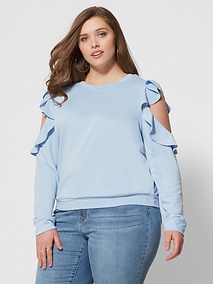Plus Size Juno Ruffle-Shoulder Top - Fashion To Figure
