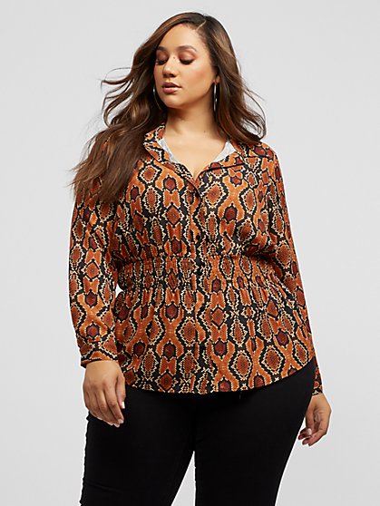 Plus Size Kalina Snake Print Blouse - Fashion To Figure