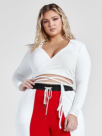 Plus Size Karene Ribbed Knit Wrap Top - Fashion To Figure