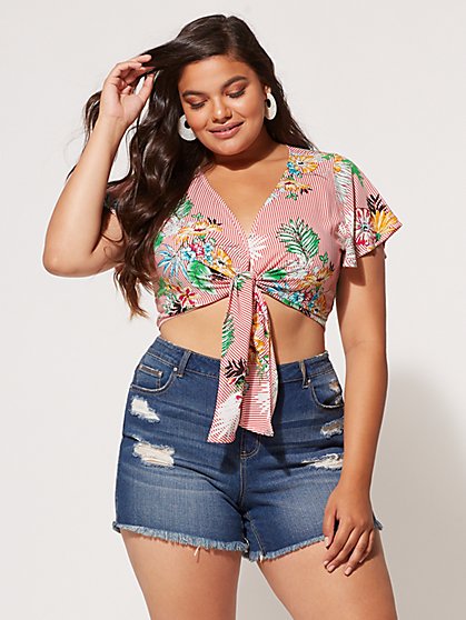Plus Size Karla Tie-Front Top - Fashion To Figure